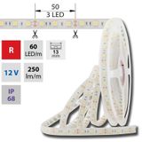 LED strip SMD5050 red, 60LED/m, 14.4W/m, 250lm/m, IP68, DC 12V, 13mm, 5m
