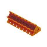 PCB plug-in connector, male header, Dovetails for fixing blocks, THT solder connection, 5.08 mm, Number of poles: 15, 135°, Solder pin length (l): 3.2 mm, tinned, orange, Box