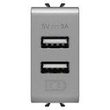 USB CHARGER - A+A TYPE - 3A - TITANIUM - 1 MODULE - CHORUSMART