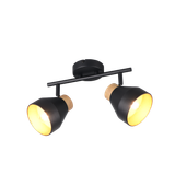 Valentin spot 2-pc E14 matt black/gold/wood