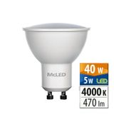 LED bulb GU10, 5W, 4000K, CRI80, vit. angle 100°, use 360° 470lm