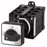 T3-6-15168/Z On-Off switch, T3, 32 A, rear mounting, 6 contact unit(s), 9-pole, 2 N/O, 1 N/C, with black thumb grip and front plate