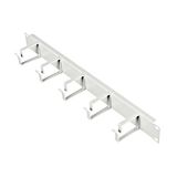 19" Cable management panel, 1U, 5 metal rings, RAL7035