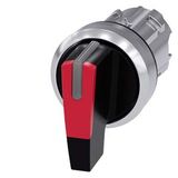 Toggle switch, illuminable, 22 mm, round, metal, high gloss, red