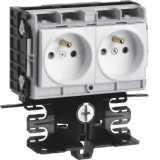 Accessory socket with double socket, for SL rail, height 55 mm, white