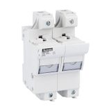 Fuse holder UL recognized and CSA certified, for 22X58mm fuses. 100A/125A rated current at 690VAC, 2P. Without status indicator. 2 modules