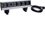 connection unit Alu nat.anodized, 1+4 Schuko-socket-outlets, 1 switch