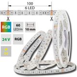 LED strip SMD5050 RGB, 60LED/m, 14,4W/m, DC24V, 496lm/m, IP54, 10mm, 5m