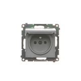 IP44 single socket outlet without frame seal - same color flap&cframe, module, 16A, quick connection, graphite mat
