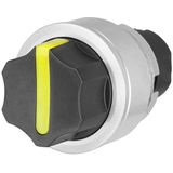 Knob selector switch, illuminated, yellow, flush-mount, 2-position, Cam A