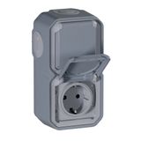 PLEXO 2 GANG PREWIRED VERTICAL GERMAN STD SOCKET OUTLET VDE - GREY - SURFACE