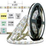 LED strip SMD2835 EWW, 120LED/m, 14W/m, 1120lm/m, IP20, DC 24V, 10mm, 5m