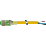 M12 female 0° A-cod. with cable LED PUR 4x0.34 ye UL/ CSA+robot 7.0m