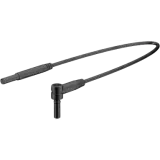 Measuring lead with (2 mm lamella plug, angled) to (2 mm lamella plug, straight), 1 m, red, PVC, 0.5 mm², CAT III, 65.9577-10022