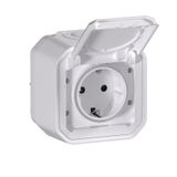 PLEXO GERMAN STANDARD SOCKET OUTLET WITH AUTO TERMINALS - WHITE - SURFACE