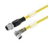 Sensor/actuator line, Connecting line, M12 / M8, Number of poles : 4, 1.5 m, pin, straight - socket, 90&deg;, Shielded: No, LED: Yes, Sheath material: PUR, Halogen: No