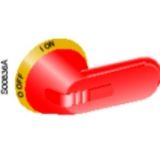 Pistol handle, red/yellow, IP65 lockable (to overbr.) for OETL 200..31
