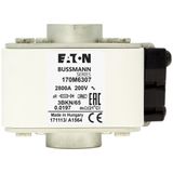 Fuse-link, high speed, 900 A, AC 1250 V, size 3, 76 x 92 x 93 mm, aR, IEC, single indicator