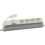 Expanded power strip set: 4x250V type E + 2xRJ45 plate with Keystone mounting., Wieland quick connector, aluminum white