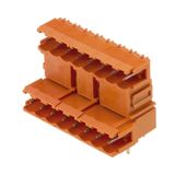PCB plug-in connector, male header, Dovetails for fixing blocks, THT solder connection, 5.08 mm, Number of poles: 16, 90°, Solder pin length (l): 3.2 mm, tinned, orange, Box