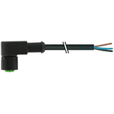 M12 female 90° A-cod. with cable V2A SILICONE 4x0.34 bk 20m