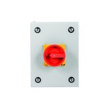 P1-32/SE1/SVB/N Main switch, P1, 32 A, surface mounting, 3 pole + N, Emergency switching off function, With red rotary handle and yellow locking ring, Lockable in the