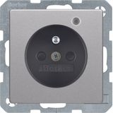 Socket outlet with earthing pin and control LED, Q.1/Q.3 alu velvety,