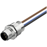 M12 Power male recept. L-cod. front PUR-wires 4x1.5 0.3m