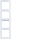 Cover frame 4-way vertical, text field, A.1, light white glossy