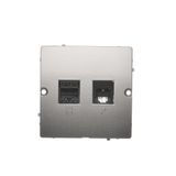 Computer socket RJ45 category 5e + telephone socket RJ11, (module), satin, metallized
