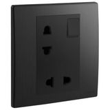 281124BB Mallia Senses 1 gang EURO/ US switched socket outlet - 16A - 2 x 2 POLES