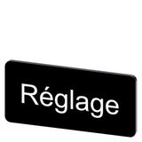 Labeling plate 12.5 x 27 mm, label black, labeling: REGLAGE