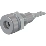 2 mm socket, flat plug connection, mounting Ø 6.4 mm, gray, 23.0030-28