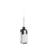 Limit switch, K series, wobble stick, omnidirectional, 1 bottom cable entry. Dimensions to EN 50047, plastic body, contacts 2NO+1NC slow action. Semirigid rod