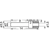 Plug pin 2 mm, 14 mm long, gold-plated