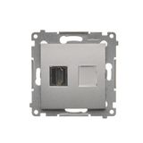 HDMI single socket, Silver matt, metalic