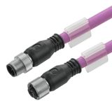 Bus line, Connecting line, M12 / M12, Number of poles: 5, 2 m, Male pin, straight - Female socket, straight, Shielded: Yes, LED: No, Sheath material: PUR, Halogen: No