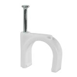 FLOP-25 cable holder with nail, round cable ⌀25mm, white, nail: 3x48mm