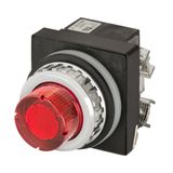 Projecting push-button, illuminated, momentary, red, led BA9S 24V, N.O.+N.C.