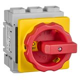 Main emergency stop switch, 3-pole, 4-hole mounting, 125 A
