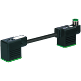 M12male on top A-cod. / MSUD double valve BI-11mm PVC 4x0.75 bk 0,4m