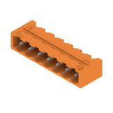 PCB plug-in connector, male header, closed side, THT solder connection, 5.08 mm, Number of poles: 7, 90°, Solder pin length (l): 3.2 mm, tinned, orange, Box