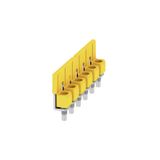 Cross-connector (terminal), when screwed in, yellow, 63 A, Number of poles: 6, Pitch in mm (P): 9.90, Insulated: Yes, Width: 7.55 mm