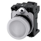 Indicator light, 22 mm, round, plastic, white, lens, smooth, 110 V AC