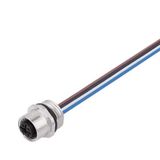 Built-in plugs, M12, Female socket, straight, Mounting thread: M 16 x 1.5, Number of poles: 5, Strand / cable length: 0.5 m, Front mounting