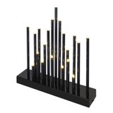 LED candlestick, black, 27.5 cm, 3x AA, indoor, warm white, timer