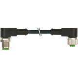 M12 female 90° / M12 female 90° A-cod. PUR 5x0.34 bk +drag ch. 2m
