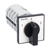 Rotary cam switch 7GN series, Dahlander motor control switch 1-0-2, 25A, for front mounting with black handle, front plate 48X48mm
