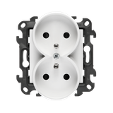 Double socket outlet with earthing and shutters, (module), Simon 24, IP20, 16A, white