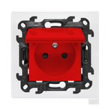 Single socket outlet with earthing for IP44 version without frame seal, with shutters, Push In system, (module), Simon 24, IP44, 16A, red